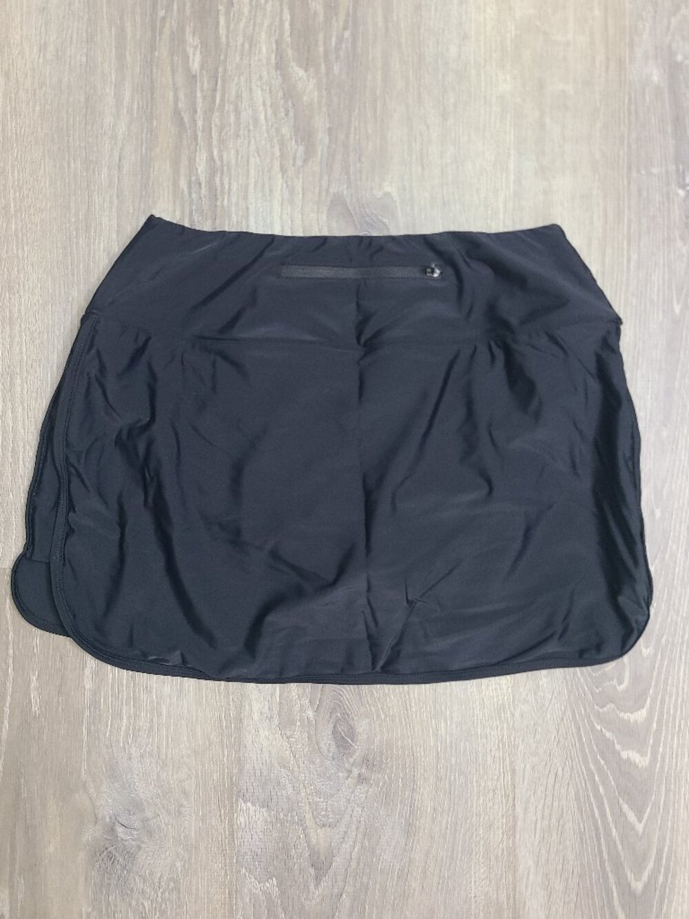 Soothfeel High Waisted Swim Skirt Skort Back Zipper Pocket Black - Size L - Picture 2 of 5